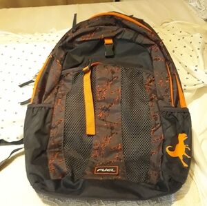 Fuel Backpack Unisex School Backpack with Laptop Pouch Black & Orange Lightweigh